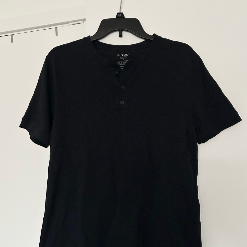 Vince Dark Blue Short Sleeve Henley Tee